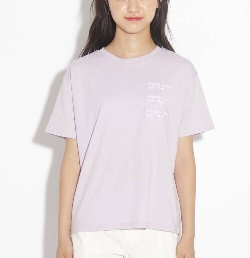 新品 PINK-latte【コットン100%/毛玉になりにくい】3段ロゴTシャツ ライトパープル(081) 15(150cm) 定価1089円