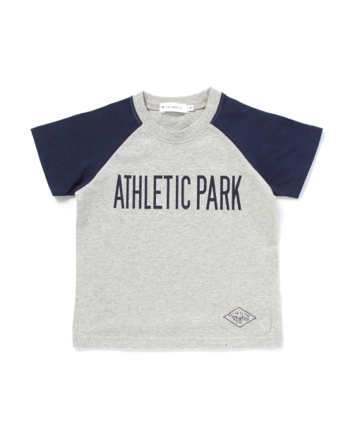 ラスト 新品 THE SHOP TK ラグランスリーブロゴTシャツ ライトグレー 14(140cm) 定価1089円