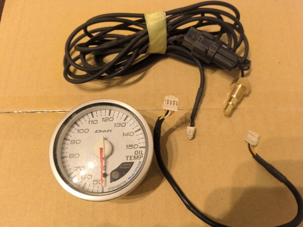 Defi デフィ 旧リンクメーター 油温計 60φ センサーセット 白/緑イルミ link-meter 廃版品 日本精機 OILTEMP