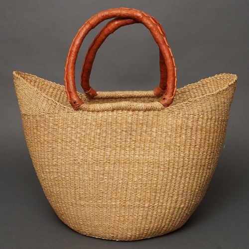 アフリカ　ブルキナファソ　猫耳　マルシェバスケット　Lサイズ　無地　No.6　か