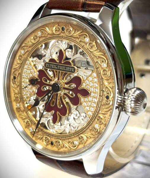 ☆手元に歴史を着飾る/パテックフィリップ/彫金/スケルトン/PATEK PHILIPE/1910年/メンズ手巻腕時計/アンティーク/安心保証/OH済/ 動作良好