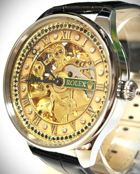 ☆ビッグサイズ【ロレックス/ROLEX】豪華彫金/スケルトン/1946年/手巻き /アンティーク/腕時計メンズ/OH済/動作良好/懐中時計ムーブメント
