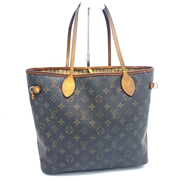 LOUIS VUITTON ネヴァーフルMM 旧型 モノグラム トートバッグ A4 大容量 ハンドバッグ PVC レザー 総柄 肩掛け可能 通勤 通学 ブラウン