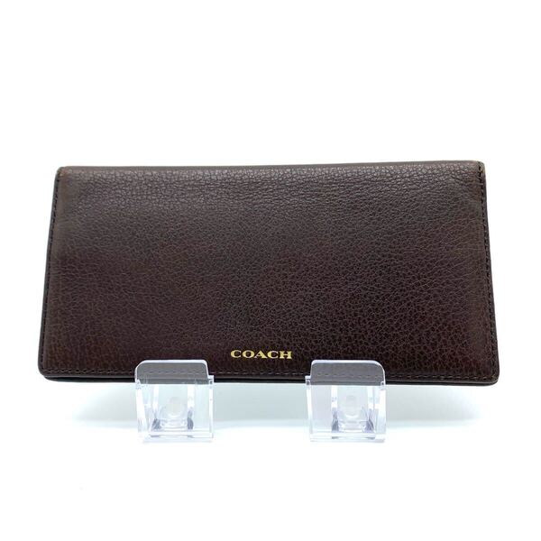 COACH レザー 札入れ 二つ折り 長財布 ロングウォレット フラグメントケース ユニセックス ブラウン