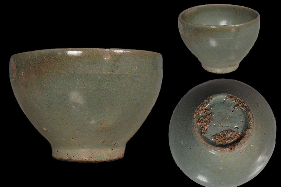名品】朝鮮古美術 朝鮮古陶磁器 古玩 高麗三島茶碗 李朝青磁三島茶碗