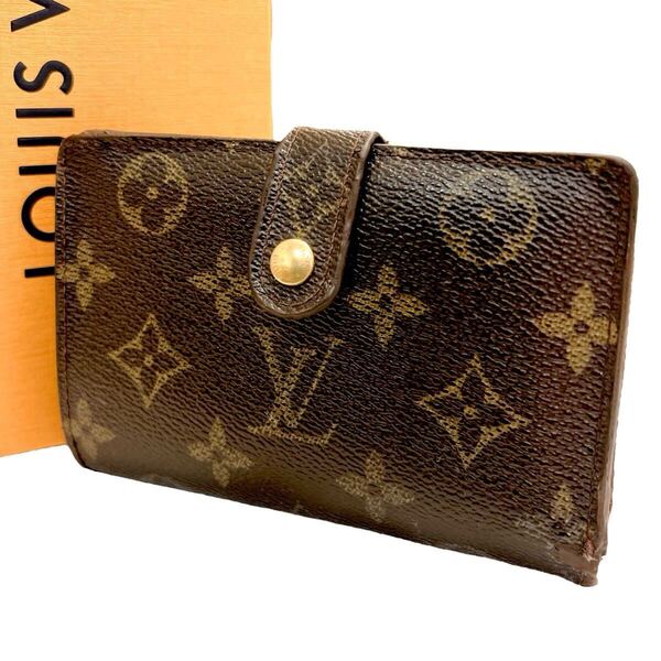 ルイヴィトン LOUIS VUITTON 二つ折り 折り財布 財布 がま口 モノグラム ポルトモネヴィエノワ ブラウン 茶 革 レザー M61663 フランス