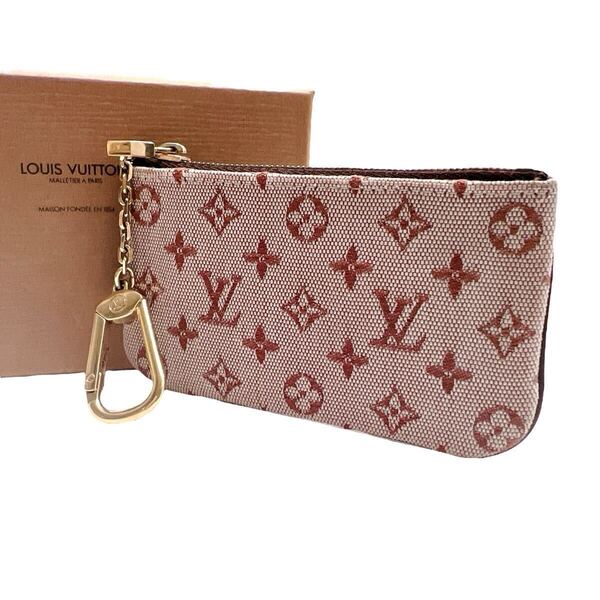 ルイヴィトン LOUIS VUITTON コインケース 小銭入れ モノグラムミニ ポシェットクレ イディール キャンバス ゴールド チェリー 赤 WS13381