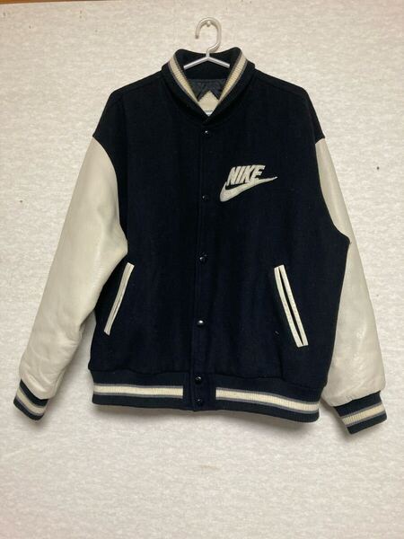 vintage NIKE スタジャン レザー メルトン 日本製 ナイキ 袖レザー ブルゾン スタジアムジャンパー ウールジャケット ストリート アメカジ