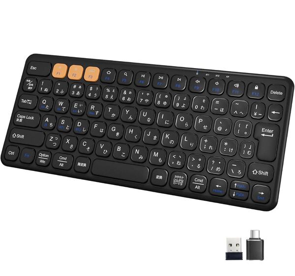 Ewin キーボード Bluetooth ワイヤレス 無線 2.4GHz(USBレシーバー付属)コンパクト Type-C充電式 JIS基準 日本語配列 静音 薄型 軽量