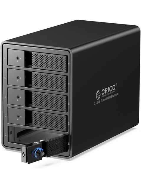 ORICO 3.5インチ ハードディスクケース USB3.0接続 HDDケース SATA3.0対応 16TBⅹ5台 大容量 工具不要 全アルミボディ ブラック 9558U3-BK