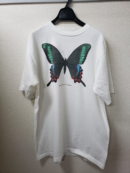 90s 蝶々 バタフライ 蛾 昆虫 アニマル tシャツUSA製XL 古着
