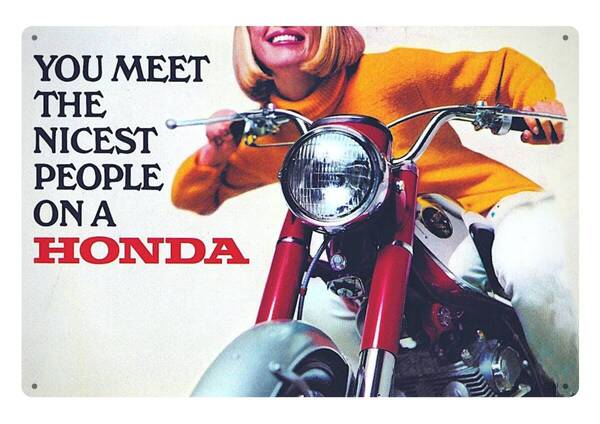 大型60cm / アメリカ看板シリーズ / HONDA レトロ広告 COOL!! お洒落 / 新品看板 / 送料無料・匿名配送