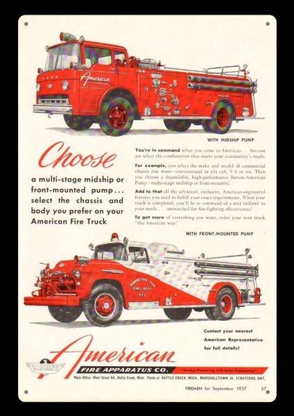 大型60cm / アメリカ看板シリーズ / USA 1957 消防車 COOL!! お洒落 / 新品看板 / 送料無料・匿名配送