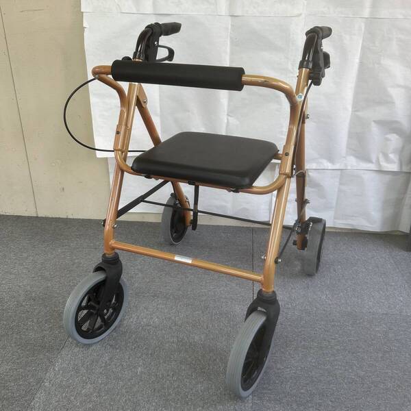 中古歩行器 大人気!! 竹虎ヒューマンケア ハッピー2抑速ブレーキ付 介護用品 シルバーカー オレンジ 移動 ラクラク《洗浄・消毒済み》③
