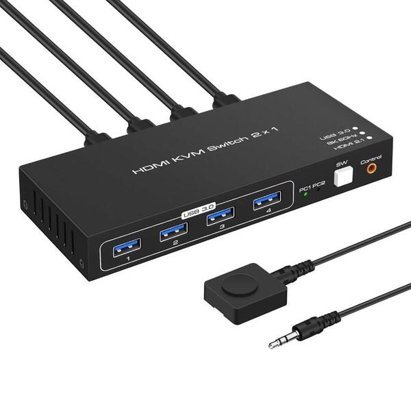 8K HDMI KVM 切替器 2入力1出力 SW206N 2PC 共有 KVM