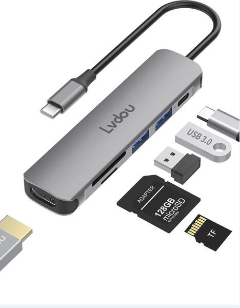 USB C ハブ 6-in-1 Lvdou アダプタ|100W PD充電対応