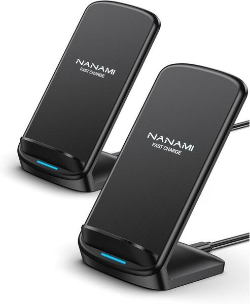NANAMI ワイヤレス充電器 2台セット Qi急速 充電スタンド 置くだけ充電