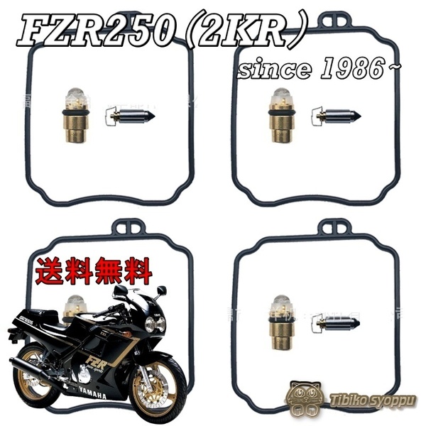 送料無料 FZR250 2KR 3HX 1987-1988 一台分セット フロートバルブ ニードルバルブ キャブ リペア キット 未使用