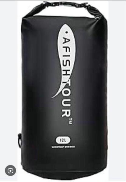 12L アウトドア用ドライバッグ 防水ショルダーストラップ付き ブラック
