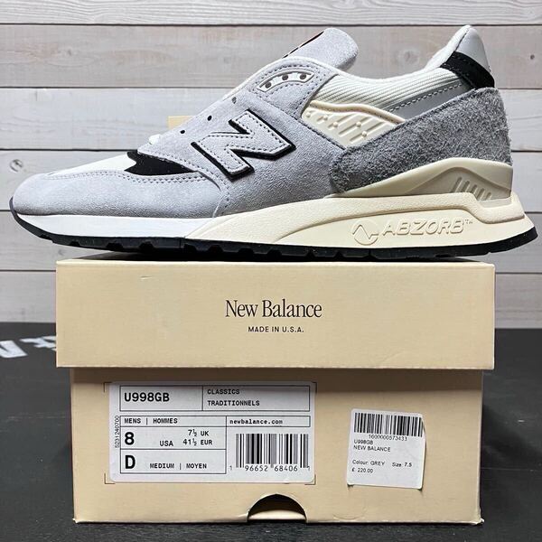 26cm NEW BALANCE U998GB MADE IN USA 998 ニューバランス アメリカ製 GREY グレー