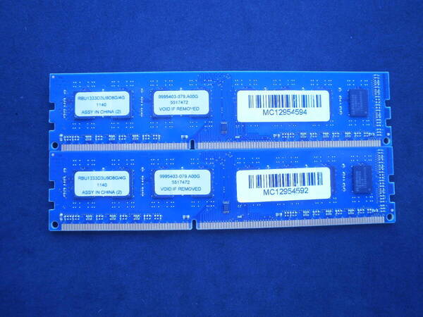 Kingston デスクトップPC用メモリ 4GB × 2枚(計8GB) RBU1333D3U9D8G/4G 1140 動作確認済 PC3-10600U DDR3-1333