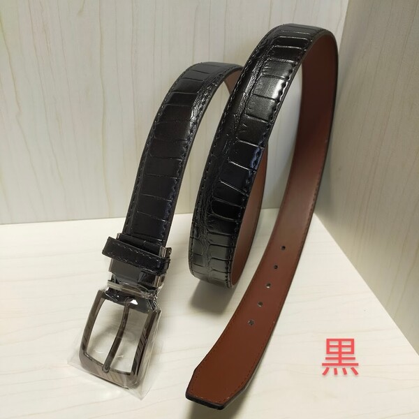 即決価格【消費税 送料すべて込み】新品未使用【本日限定値下げ】4978→1500 高級感 クロコ型押しベルト 黒 ブラック ロングフリーサイズ