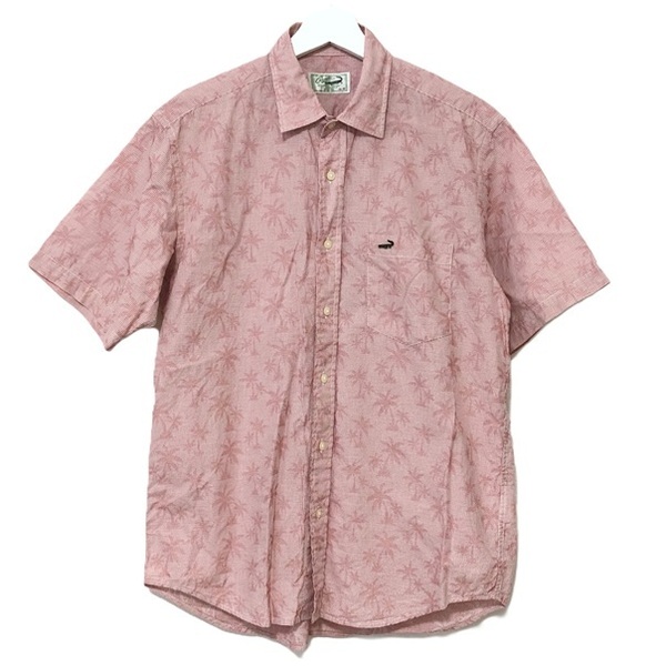 【美品】CROCODILE クロコダイル 半袖 シャツ Mサイズ パームツリー柄 プリントシャツ