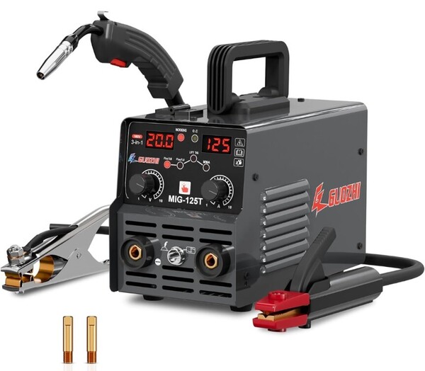 溶接機 100v 半自動 125A アーク溶接 ノンガスワイヤー溶接 tig溶接 1台3役 インバーター直流 半自動溶接機 定格使用率60%