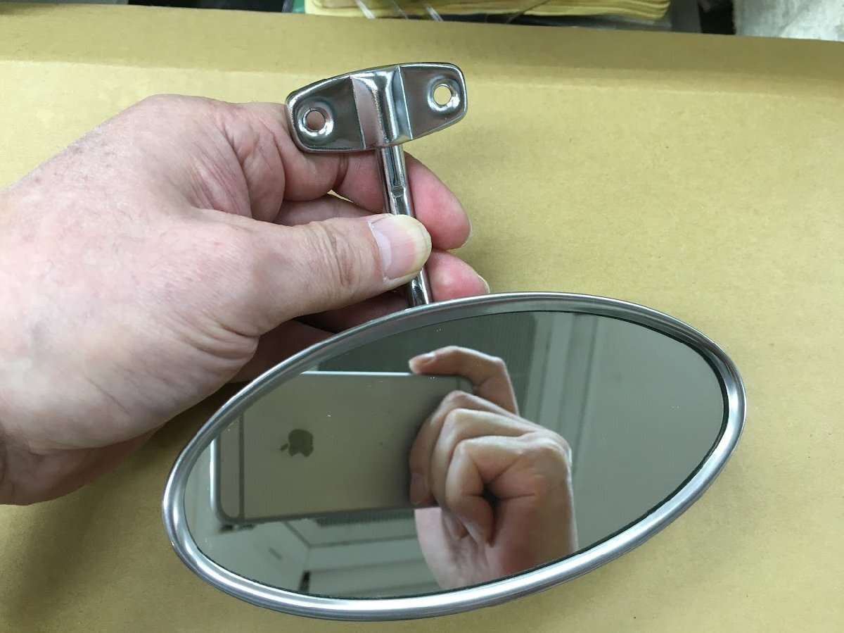 ステン&クロームメッキ オーバル 楕円 室内 ルームミラー バックミラー ビンテ