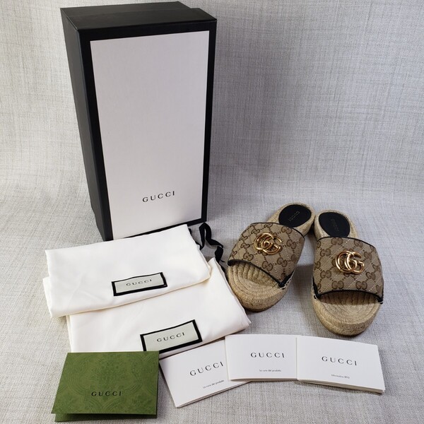 GUCCI グッチ GGキャンバス エスパドリーユサンダル 37