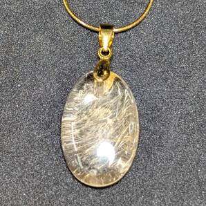 ゴールドルチル クォーツ ペンダント シルバー925 ネックレスチェーン付 金針が盛りだくさんの水晶 お守り効果 天然石 ギフト プレゼント