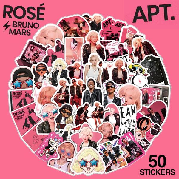APT. ステッカー 50枚セット PVC 防水 シール ブルーノマーズ ロゼ Bruno Mars BLACKPINK ブラックピンク rose apt アパトゥ