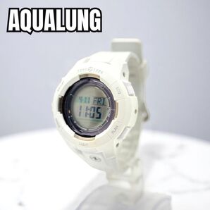 進化型ダイブコンピュータ★ AQUALUNG アクアラング カルム ダイビングウォッチ 海水浴 夏 100M防水 ログブック ステンレス 腕時計 白