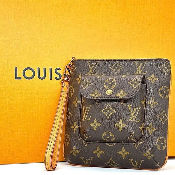 LOUIS VUITTON ルイヴィトン パルティシオン クラッチバッグ モノグラム ハンドポーチ 小物入れ PVC ストラップ付 ブラウン M51901