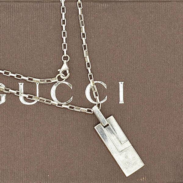 Gucci グッチ オールドグッチ シルバーネックレス ヴェネチアンチェーン ロゴプレート モード ユニセックス シルバー925