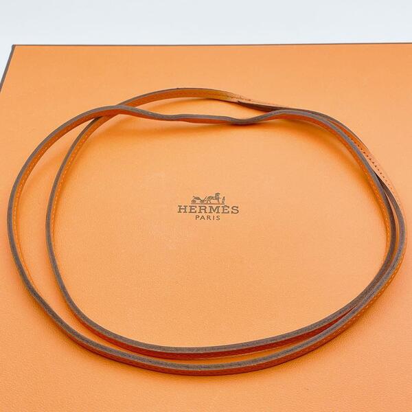 HERMES ラニエール レザー ネックレス ブラウン チョーカー