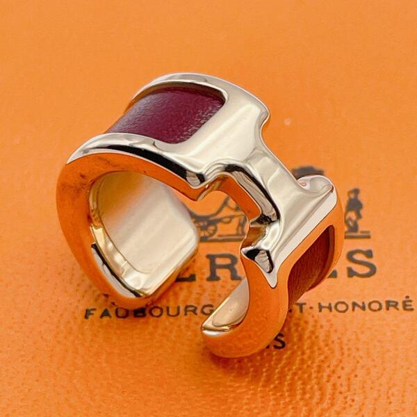 HERMES オランプ イヤーカフ PM ゴールド エトゥープ レッド 箱付き