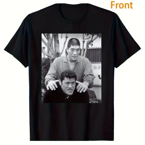 ジャイアント馬場とアントニオ猪木Tシャツ 黒 L プロレス