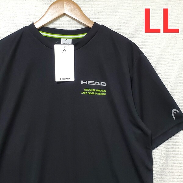 HEAD ヘッド 吸水速乾 ドライ 半袖 Tシャツ 新品 メンズ 紳士 LLサイズ 2L XL 黒 ブラック 抗菌防臭 半袖Tシャツ ロゴ 匿名配送 送料無料