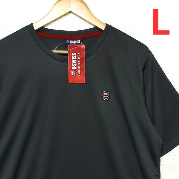 K-SWISS ケースイス 速乾 ドライ 半袖 Tシャツ 新品 メンズ 紳士 Lサイズ 黒 ブラック 半袖Tシャツ ロゴ 刺繍 スポーツ 匿名配送 送料無料