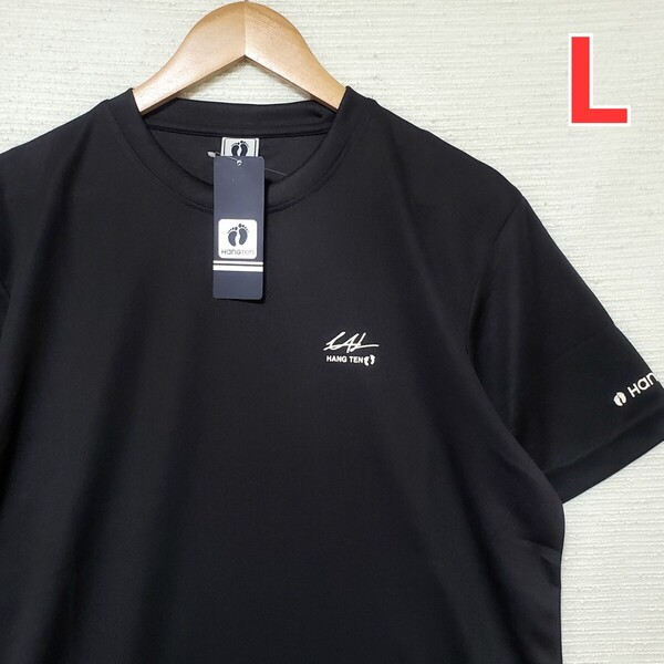 ハンテン HANGTEN ドライ 速乾 メッシュ 半袖 Tシャツ 新品 ブラック 黒 メンズ 紳士 Lサイズ ロゴ 半袖Tシャツ スポーツ 匿名 送料無料