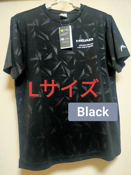 Lサイズ 送料無料 即決 ヘッド HEAD メンズ 吸水速乾 DRY Tシャツ 抗菌防臭 ストレッチ 半袖【ブラック】ポリ100% ゴルフ スポーツウェア