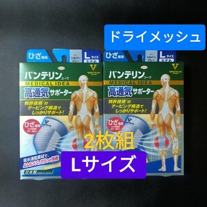 Lサイズ★バンテリンサポーター 膝サポーター 2枚組 バンテリンコーワ サポーター ヒザ 【高通気タイプ 】ひざ専用 大きめ/シルバーグレー