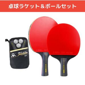 卓球 ラケット 2本 ボール 3球 セット 収納 ケース 付き シェークハンド 初心者 中級者 カーボン ショート ラバー グリップ