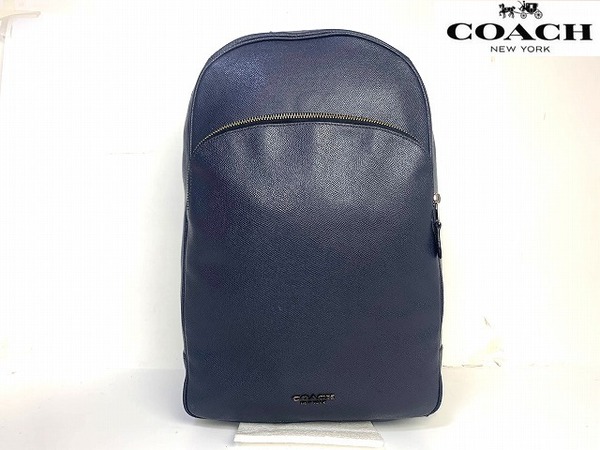 送料無料★ コーチ メンズ COACH ベケット クロスグレイン レザー バックパック リュックサック ネイビー