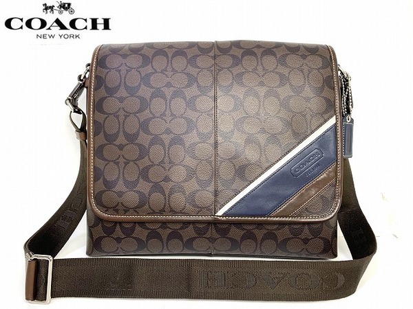 良品★送料無料★ コーチ メンズ COACH シグネチャー ヘリテージ メッセンジャーバッグ 斜め掛け ショルダーバッグ