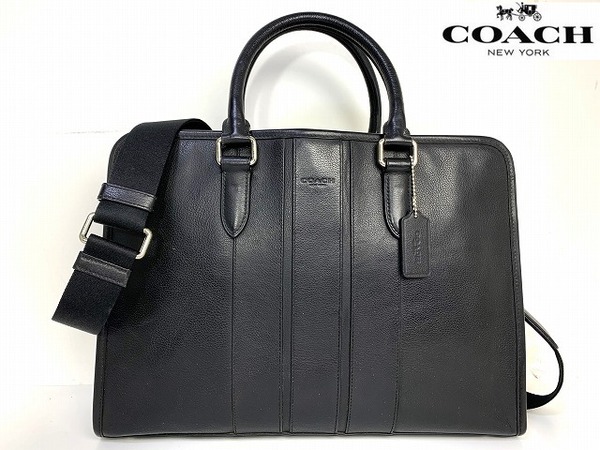 美品☆送料無料★ コーチ COACH メンズ レザー ボンド 2Way ビジネスバッグ ブリーフ ショルダーバッグ ブラック