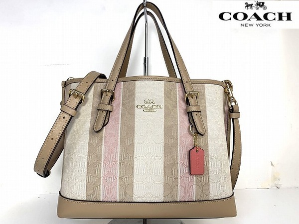 新品同様★送料無料★ コーチ COACH ジャガード レザー シグネチャー ストライプ モリー 2Way ショルダーバッグ ハンドバッグ