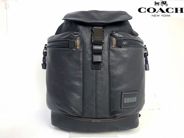 極美品★送料無料★ コーチ メンズ COACH ペイサー ユーティリティー レザー リュックサック バックパック デイパック ブラック