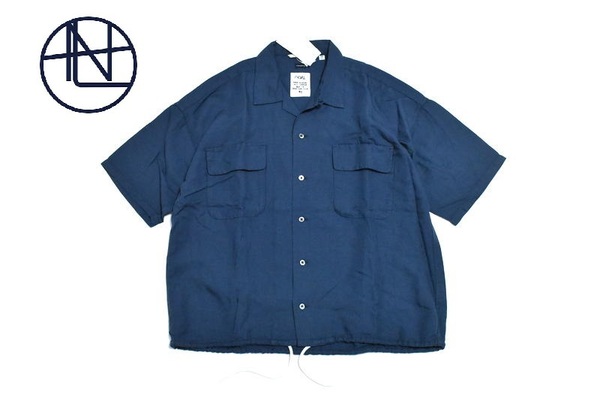 【送料無料】新品 nanamica Open Collar Cupra Hemp S/S Shirt XS ネイビー ナナミカ オープンカラー キュプラ シャツ